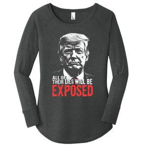 Trump All Of Their Lies Will Be Exposed Take America 2024 Women's Perfect Tri Tunic Long Sleeve Shirt