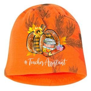 Teacher Assistant Pumpkin Latte Fall Autumn Thanksgiving Kati - Camo Knit Beanie