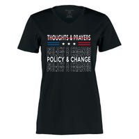 thoughts and prayers policy and change Women's Momentum V-Neck T-Shirt