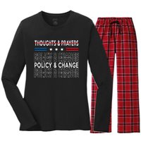 thoughts and prayers policy and change Women's Long Sleeve Flannel Pajama Set 