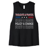 thoughts and prayers policy and change Women's Racerback Cropped Tank