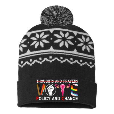 Thoughts And Prayers Vote Policy And Change Equality Rights USA-Made Snowflake Beanie