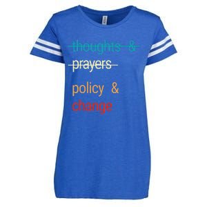 THOUGHTS AND PRAYERS POLICY AND CHANGE Enza Ladies Jersey Football T-Shirt