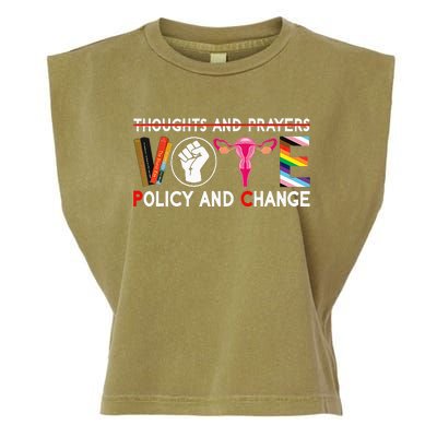 Thoughts And Prayers Vote Policy And Change Equality Rights Garment-Dyed Women's Muscle Tee