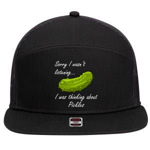 Thinking About Pickles Ferted Cucumber Gift 7 Panel Mesh Trucker Snapback Hat