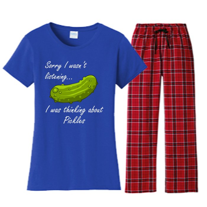 Thinking About Pickles Ferted Cucumber Gift Women's Flannel Pajama Set