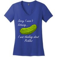 Thinking About Pickles Ferted Cucumber Gift Women's V-Neck T-Shirt