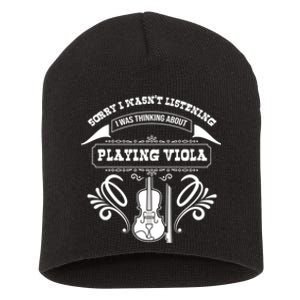 Thinking About Playing Viola Orchestra Music Notes Cute Gift Short Acrylic Beanie