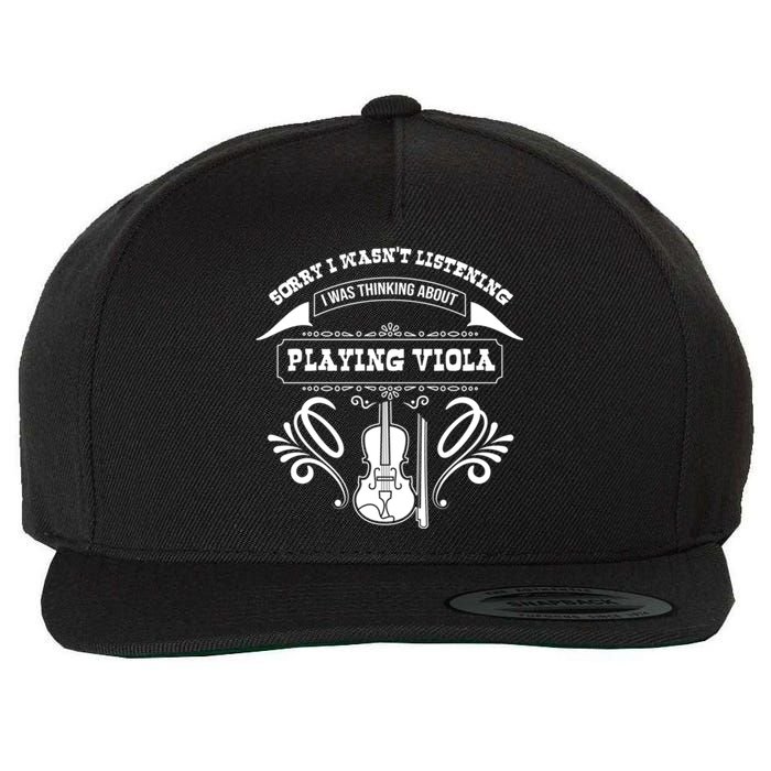 Thinking About Playing Viola Orchestra Music Notes Cute Gift Wool Snapback Cap