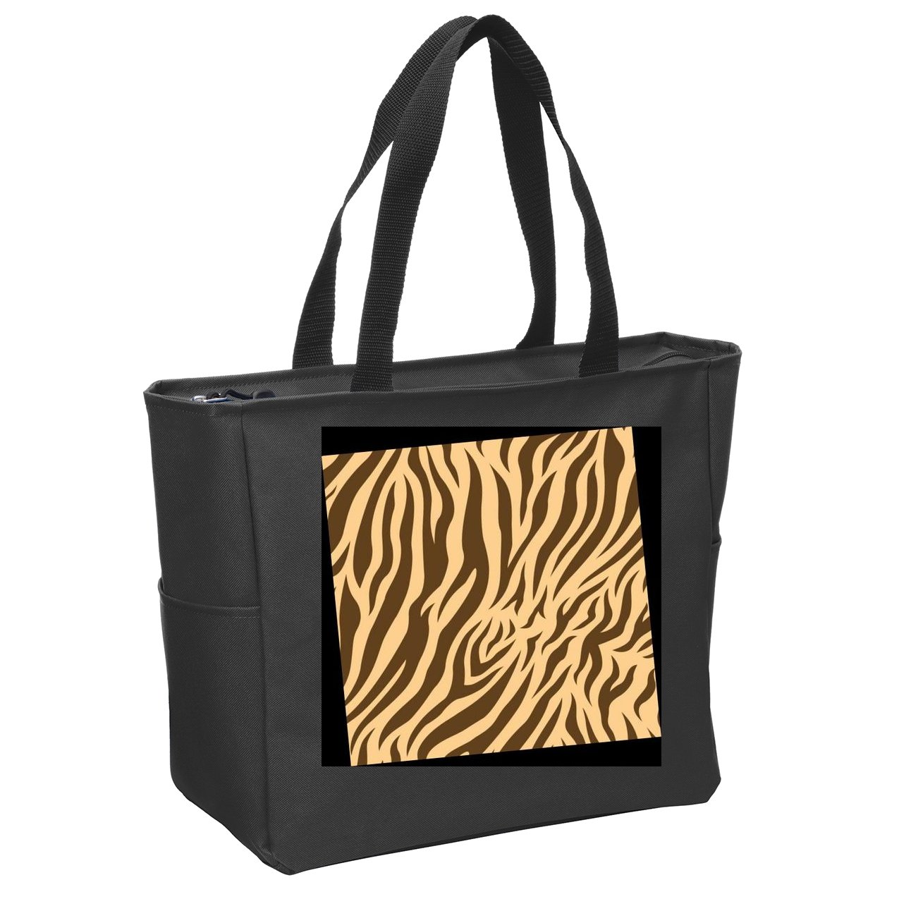 Tiger Animal Print Zip Tote Bag