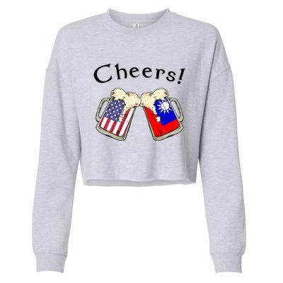 Taiwanese American Patriot Grown Country Cheers Beer Gift Cropped Pullover Crew