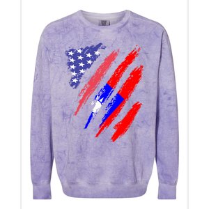 Taiwanese American Patriot Grown Heart Flag Stripes Gift Colorblast Crewneck Sweatshirt