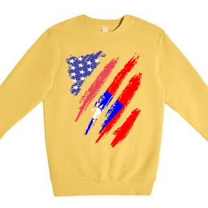 Taiwanese American Patriot Grown Heart Flag Stripes Gift Premium Crewneck Sweatshirt