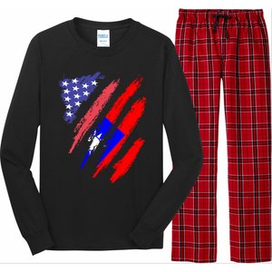 Taiwanese American Patriot Grown Heart Flag Stripes Gift Long Sleeve Pajama Set