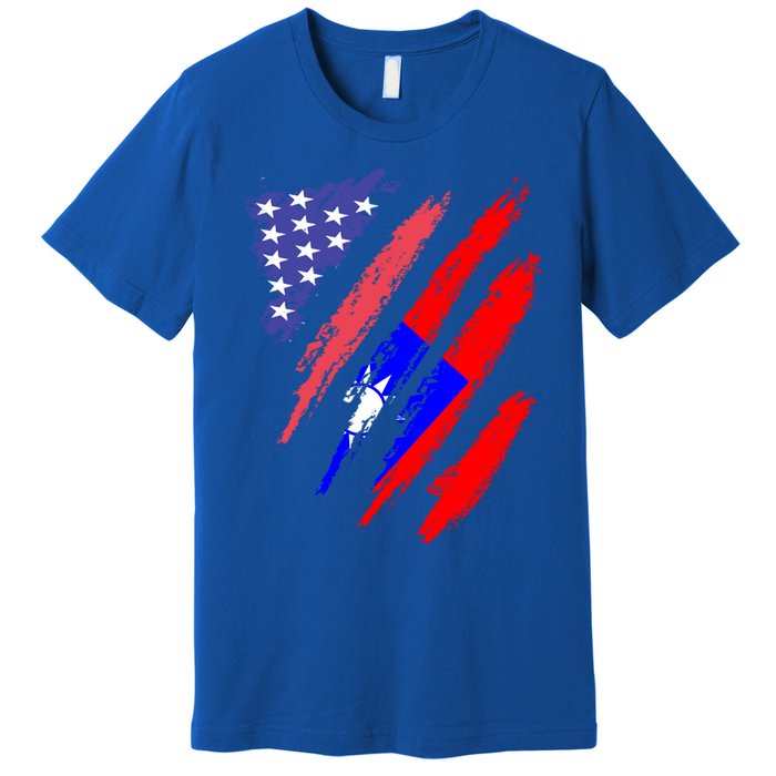 Taiwanese American Patriot Grown Heart Flag Stripes Gift Premium T-Shirt