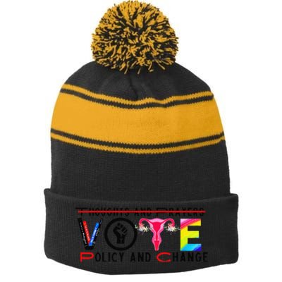 Thoughts And Prayers Vote Policy And Change Equality Rights Stripe Pom Pom Beanie