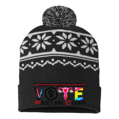 Thoughts And Prayers Vote Policy And Change Equality Rights USA-Made Snowflake Beanie