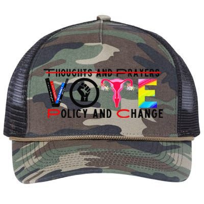 Thoughts And Prayers Vote Policy And Change Equality Rights Retro Rope Trucker Hat Cap