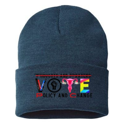 Thoughts And Prayers Vote Policy And Change Equality Rights Sustainable Knit Beanie