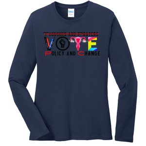 Thoughts And Prayers Vote Policy And Change Equality Rights Ladies Long Sleeve Shirt