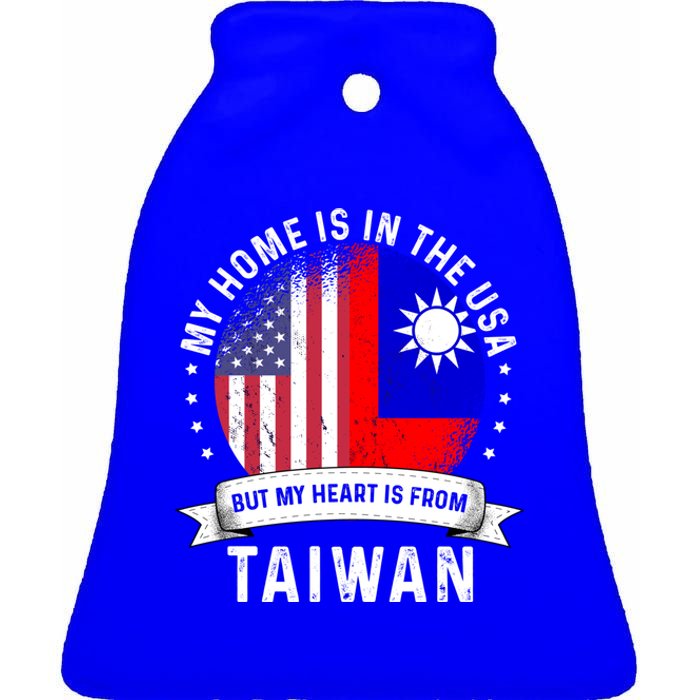 Taiwanese American Patriot Grown Proud Home Usa Flags Gift Ceramic Bell Ornament