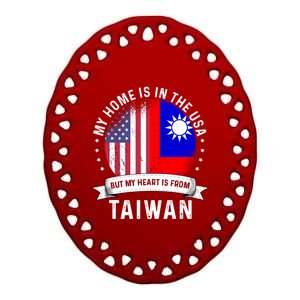 Taiwanese American Patriot Grown Proud Home Usa Flags Gift Ceramic Oval Ornament