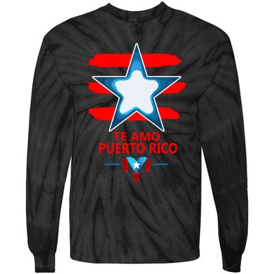 Te Amo Puerto Rico Heart And Flag Of Puerto Rico Tie-Dye Long Sleeve Shirt