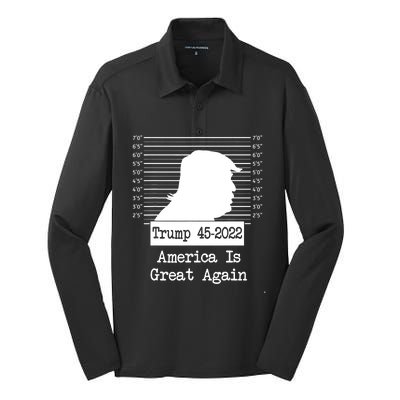 Trump Arrested Prisoner Jail Mug Shot Silk Touch Performance Long Sleeve Polo