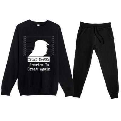 Trump Arrested Prisoner Jail Mug Shot Premium Crewneck Sweatsuit Set