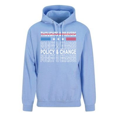 Thoughts And Prayers Policy And Change Unisex Surf Hoodie