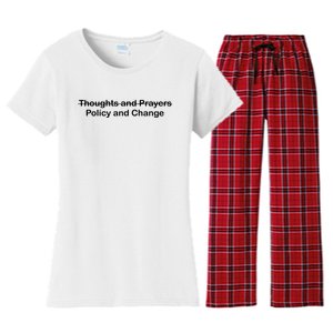 Thoughts And Prayers, Policy And Change Women's Flannel Pajama Set