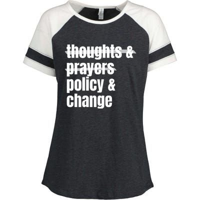 Thoughts And Prayers Policy And Change Enza Ladies Jersey Colorblock Tee