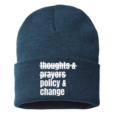 Thoughts And Prayers Policy And Change Sustainable Knit Beanie