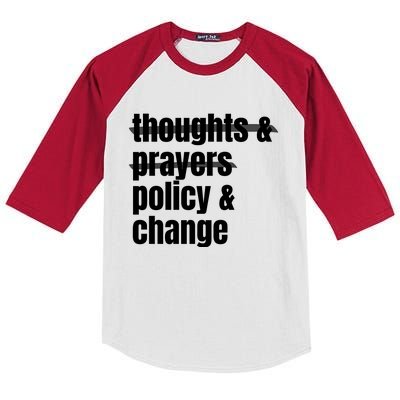 Thoughts And Prayers Policy And Change Kids Colorblock Raglan Jersey