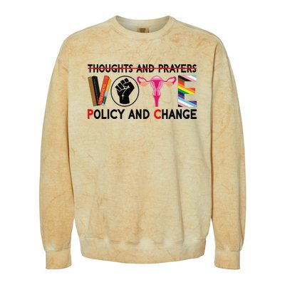 Thoughts And Prayers Vote Policy And Change Equality Rights  Colorblast Crewneck Sweatshirt