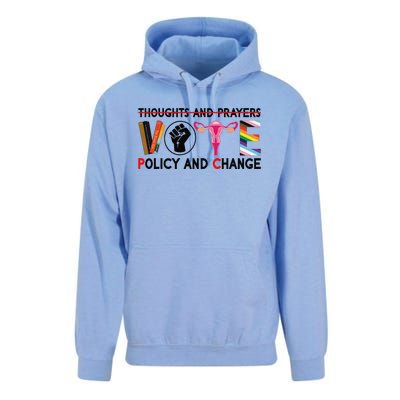 Thoughts And Prayers Vote Policy And Change Equality Rights  Unisex Surf Hoodie