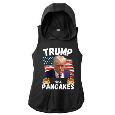 Trump And Pancakes Funny Political Donald Trump 2024 Ladies PosiCharge Tri-Blend Wicking Draft Hoodie Tank