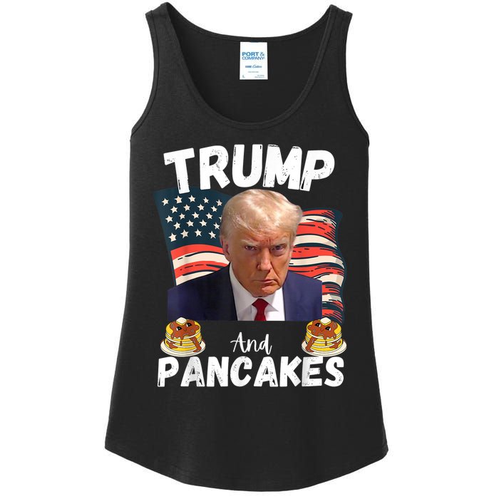 Trump And Pancakes Funny Political Donald Trump 2024 Ladies Essential Tank