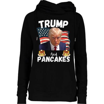 Trump And Pancakes Funny Political Donald Trump 2024 Womens Funnel Neck Pullover Hood