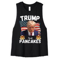 Trump And Pancakes Funny Political Donald Trump 2024 Women's Racerback Cropped Tank