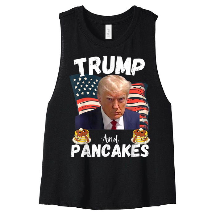 Trump And Pancakes Funny Political Donald Trump 2024 Women's Racerback Cropped Tank