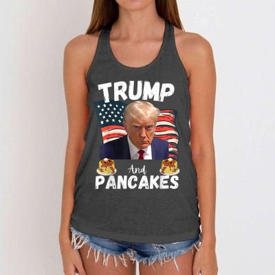 Trump And Pancakes Funny Political Donald Trump 2024 Women's Knotted Racerback Tank