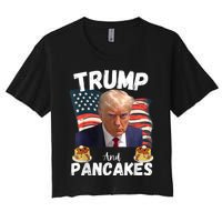 Trump And Pancakes Funny Political Donald Trump 2024 Women's Crop Top Tee