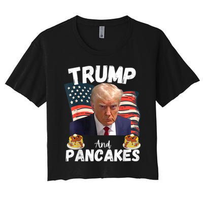 Trump And Pancakes Funny Political Donald Trump 2024 Women's Crop Top Tee