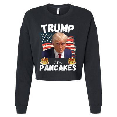 Trump And Pancakes Funny Political Donald Trump 2024 Cropped Pullover Crew