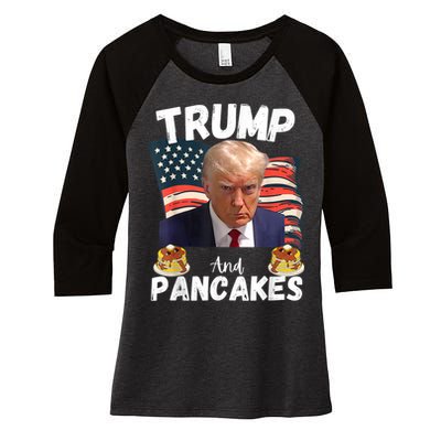 Trump And Pancakes Funny Political Donald Trump 2024 Women's Tri-Blend 3/4-Sleeve Raglan Shirt