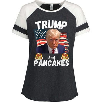 Trump And Pancakes Funny Political Donald Trump 2024 Enza Ladies Jersey Colorblock Tee