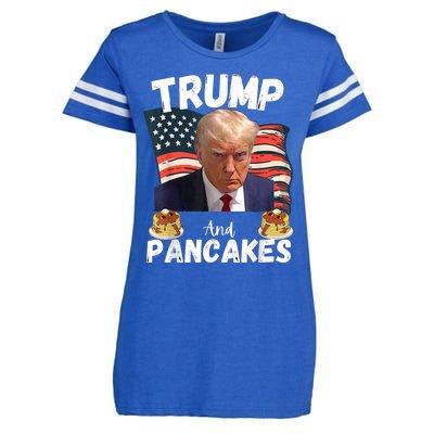 Trump And Pancakes Funny Political Donald Trump 2024 Enza Ladies Jersey Football T-Shirt