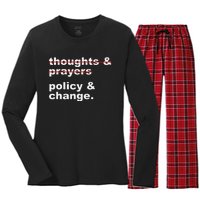 Thoughts And Prayers Policy And Change Human Rights Equality Women's Long Sleeve Flannel Pajama Set 