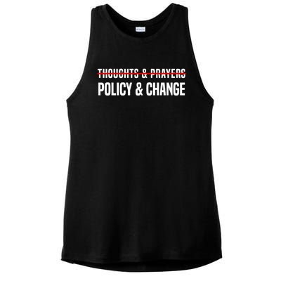 Thoughts And Prayers Policy And Change Ladies PosiCharge Tri-Blend Wicking Tank